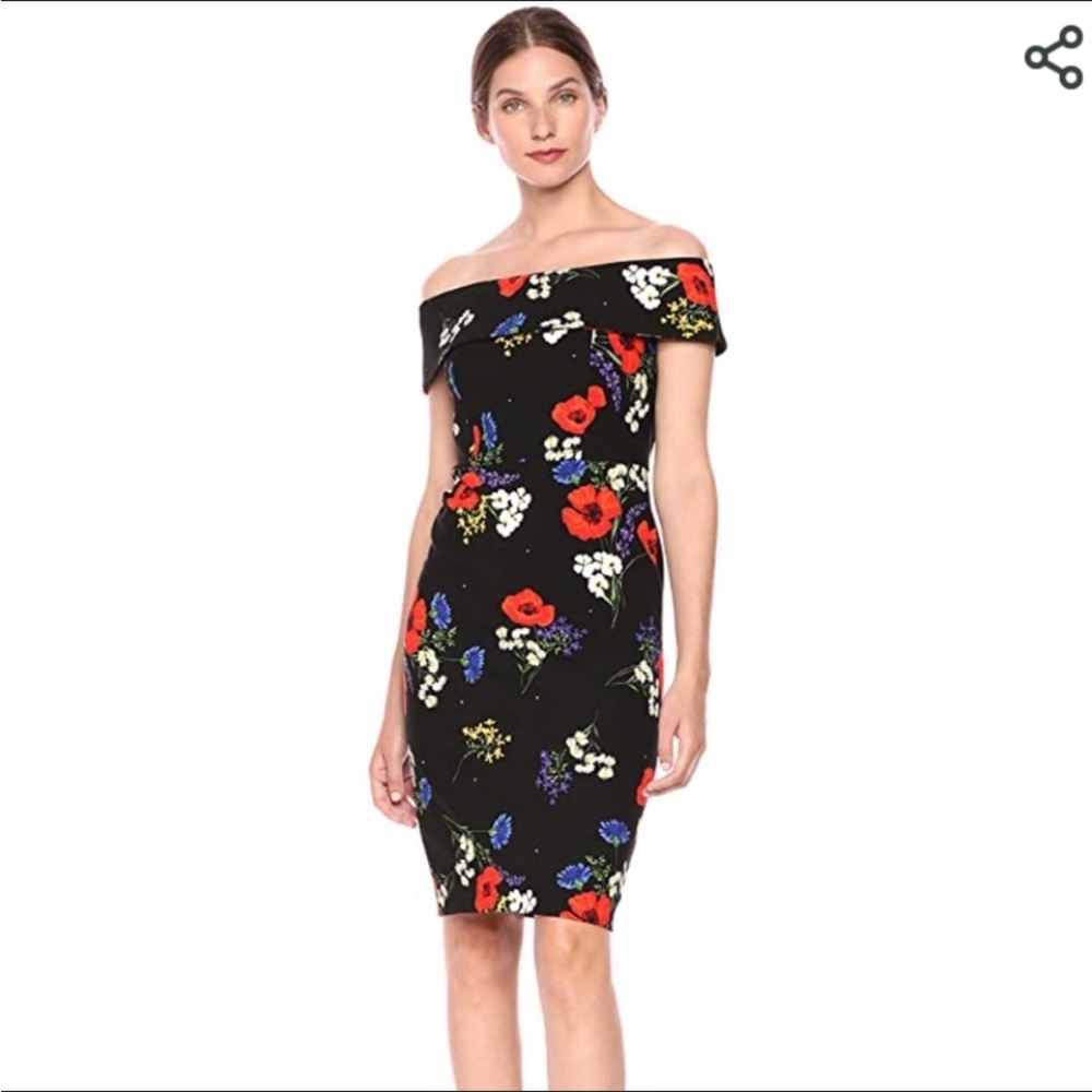 NWT - Calvin Klein Floral Printed Off the Shoulder Dress